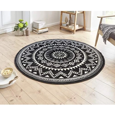 Afbeelding van Rond Vloerkleed Valencia Zwart 140 Cm