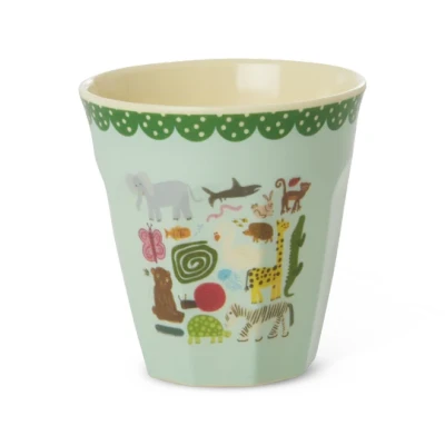 Afbeelding van Rice Melamine Beker Wildlife Print Mint Medium