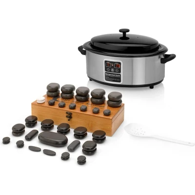 Afbeelding van ZenGrowth Hotstone massage set, 6L heater + set van 45 natuurstenen