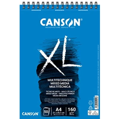 Afbeelding van Canson XL Mix Media Texturalbum Spiraalalbum Microgeperforeerd A4 50 vellen 160g, wit, C31078A034