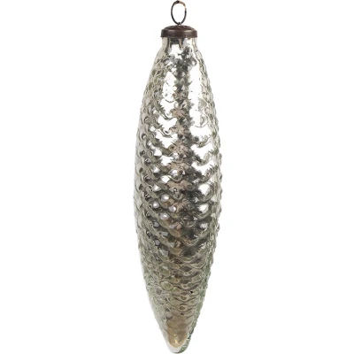 Afbeelding van Clayre &amp; Eef Kerstbal Ø 6x23 cm Zilverkleurig Glas Kerstboomversiering
