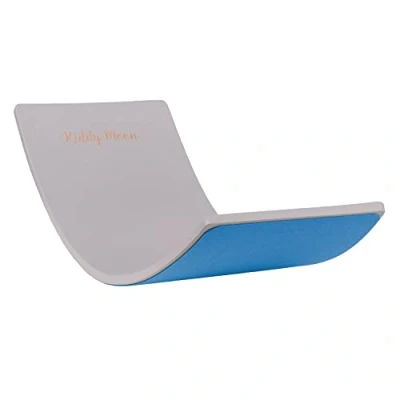 Afbeelding van KiddyMoon houten evenwichtsbord voor kinderen, baby&#039;s montessori speelgoed, evenwicht, balanceren wiebelbord grijs/blauw vilt