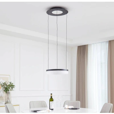 Afbeelding van Lucande Slimme hanglamp RGB met dimmer 1licht Ijzer, plastic H: 7 cm zand zwart, wit Inclusief lichtbron