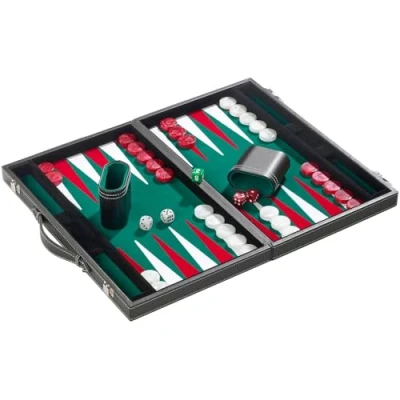 Afbeelding van Backgammon koffer groot standaard (groen)