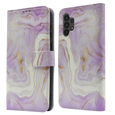 Afbeelding van Samsung Galaxy A13 (4G) Hoesje Kunstleder imoshion Bookcase Purple Marble Telefoonhoesje