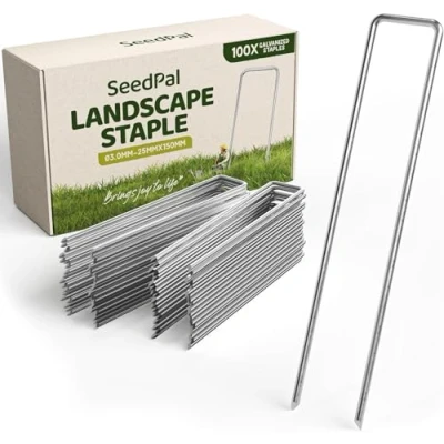 Afbeelding van SeedPal haringen van verzinkt staal (250 stuks) voor onkruiddoek, omheining en camping 150 mm lang, 25 breed, Ø 3