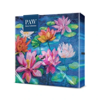 Afbeelding van PAW Papieren Servetten 3 laags (33 x 33 cm) I 20 Stuks Perfect voor Verjaardagen, Feesten, Bruiloften, Communie en Vieringen Tafeldecoratie, Kleurrijke Lelievijver