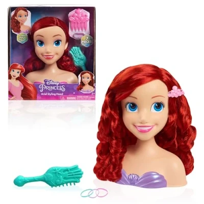 Afbeelding van Disney Princess 20 cm Ariel kapperskop met accessoires, 7 delig, rood haar, kinderspeelgoed vanaf 3 jaar van Just Play