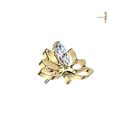 Afbeelding van Titanium Piercing lotus goud