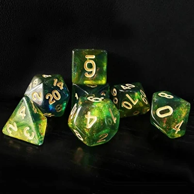 Afbeelding van Bescon New Moonstone Dice Azure Stone, Polyhedral Set of 7