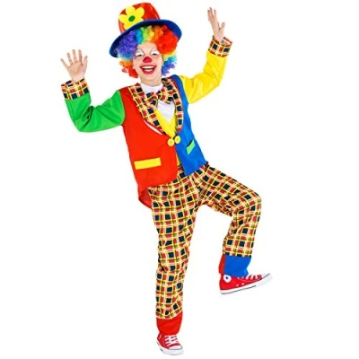 Afbeelding van dressforfun kinder /tienerkostuum clown sokkenschot 140 (9 10y) verkleedkleding kostuum halloween verkleden feestkleding carnavalskleding carnaval feestkledij partykleding 300803