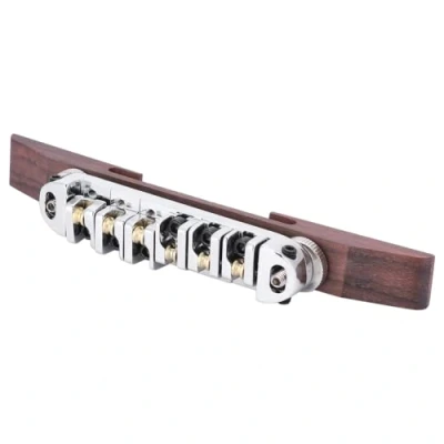 Afbeelding van Gitaar Brug Koper zink Legering + Rozenhout Archtop Met Verstelbare Roller Zadels voor 6 String LP SG Jazz