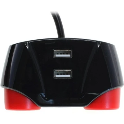 Afbeelding van Sigarettenaanstekerplug splitter met 2x 12 24V en 4x USB A poort / zwart/rood 1,2 meter