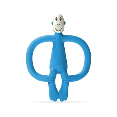 Afbeelding van Matchstick Monkey, Antimicrobiële siliconen bijtring en gelapplicator, gemakkelijk vast te pakken, BPA vrij, 3 maanden oud+, 11 cm, blauwe aap