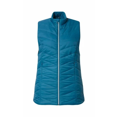 Afbeelding van Ulla Popken Hyprar Funktionsstepp Wasserabweisend Zipptaschen Bodywarmer, Dames, Maat: 42/44, Petrol