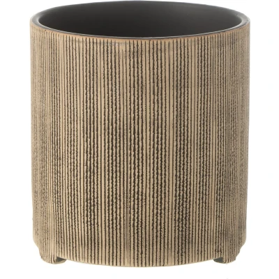Afbeelding van J Line Bloempot Maria Rond Keramiek bruin Ø 14.5 cm 2 stuks