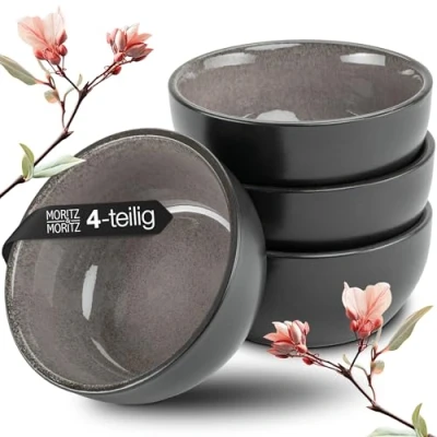 Afbeelding van Moritz &amp; VIDA 4x Miso Kom Set 12 cm Ø Japans keramisch servies voor misosoep, dip en snacks