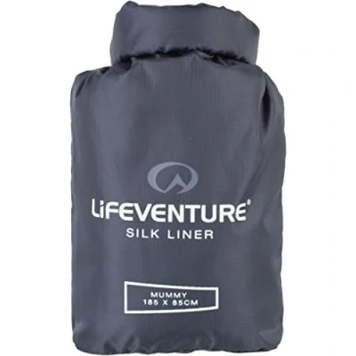 Afbeelding van Lifeventure Zijden slaapzakvoering, lichtgewicht reis en campinglaken om alleen te gebruiken of warmte toe voegen aan de slaapzak, grijs, rechthoekig (185 x 85 cm)