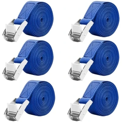 Afbeelding van LUZOON 6 Spanbanden 2.5 m*2.5cm, Sjorbanden met Klemsluiting, Bevestigingsriem, Belastbaar tot 250 kg Lengte m Breedte cm Blauw