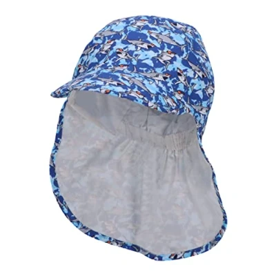 Afbeelding van Sterntaler Piekmuts met nekbescherming haaien blauw
