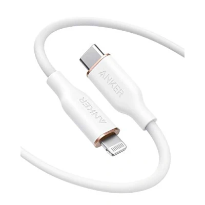 Afbeelding van Anker PowerLine III Flow USB C naar Lightning kabel, voor iPhone 13, 8 Plus (MFi gecertificeerd, 1,80 m, wolkwit), ondersteunt Power Delivery, siliconen kabel (oplader niet inbegrepen)