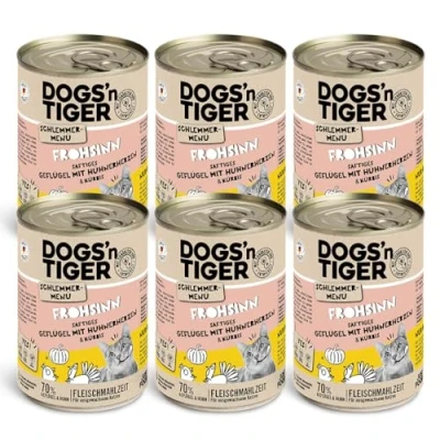 Afbeelding van Dogs&#039;n Tiger Frohsinn, natvoer voor katten met kip en pompoen, zonder granen, toegevoegde suiker, kunstmatige kleurstoffen, aroma conserveringsmiddelen, optimale verdraagbaarheid, 400 g (verpakking