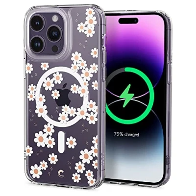 Afbeelding van CYRILL by Spigen Cecile Mag Cover Compatibel met iPhone 14 Pro, Flower Flowers transparant patronen TPU Bumper beschermhoes voor Pro 6.1&quot; (2022) White Daisy