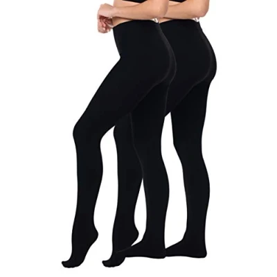 Afbeelding van Yenita Set van 2 thermische panty&#039;s voor dames met zachte warme binnenfleece in het zwart, L/XL
