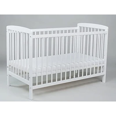 Afbeelding van KMbaby Ledikant JOSE Wit 120 x 60 cm met lattenbodem 3 niveaus in hoogte verstelbaar Gelakt grenenhout