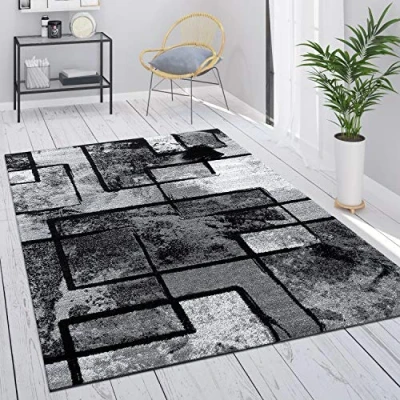 Afbeelding van Vloerkleed Grijs Woonkamer Vintage Laagpolig Geometrisch Abstract Patroon, Maat:120x170 cm, Kleur:Grijs