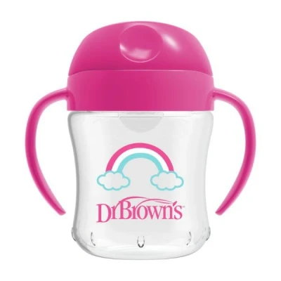 Afbeelding van Dr. Brown Browns trainings Drinkbeker Met zachte tuit 180 ml Roze