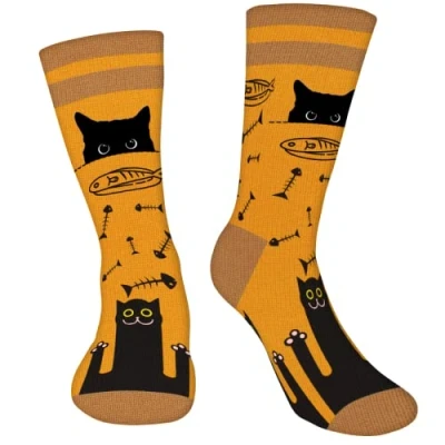 Afbeelding van AGRIMONY Grappige sokken voor mannen vrouwen tieners nieuwigheid funky leuke casual crew gekke sokken, B Cat 01, Medium Large