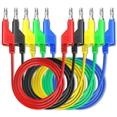 Afbeelding van Cleqee 5 stuks 4 mm dubbele uiteinden stapelbare testkabel voor laboratorium elektrische multimeter
