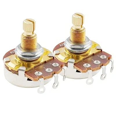 Afbeelding van Musiclily Pro Messing Schroefdraad Full Metric Split Shaft A25K Logaritmische Potmeter voor Elektrische Gitaar en Basgitaar (2 Stuks)