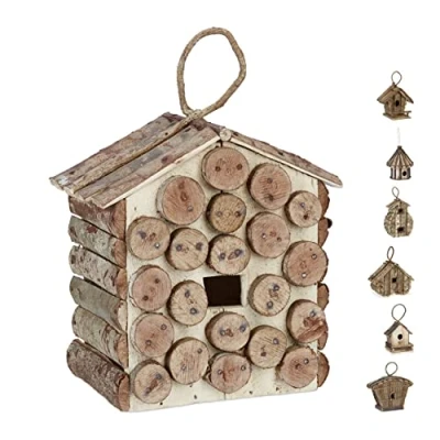Afbeelding van Relaxdays decoratie vogelhuis vogelhuisje nestkast hout mini hangend E