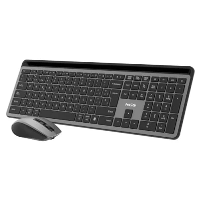 Afbeelding van NGS Eclipse Kit Combo toetsenbord en muis, Spaanse taal, QWERTY multifunctioneel, oplaadbaar, 12 multimediatoetsen, universele compatibiliteit, multiapparaat, dpi 800/1200/1600, minimalistisch
