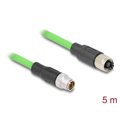 Afbeelding van Delock M12 Kabel X kodiert 8 Pin Stecker zu Buchse PUR (TPU) 5 m HQ