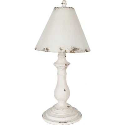 Afbeelding van Clayre &amp; Eef Tafellamp Ø 26x55 cm Wit Ijzer Bureaulamp
