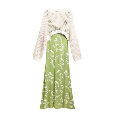 Afbeelding van Desigual midi jurk gehaakt groen