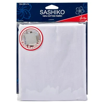 Afbeelding van Sew Easy Sashiko katoenen stof wit 1 m x 1,42 m, 100% voor het naaien van ontwerpen