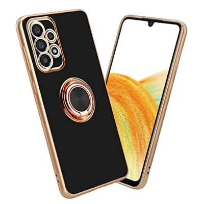 Afbeelding van Cadorabo Hoesje geschikt voor Samsung Galaxy A52 (4G / 5G) A52s in Glossy Zwart Goud Beschermhoes