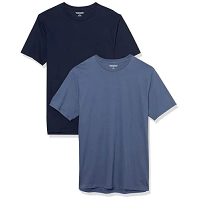 Afbeelding van Amazon Essentials Heren Slim Fit T shirt met korte mouwen en ronde hals, 2 stuks, marineblauw/donkerblauw, XXL