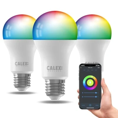Afbeelding van Calex Slimme LED Lamp 3 stuks E27 RGB en Warm Wit 9.4W
