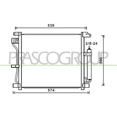 Afbeelding van PRASCO DS700C003 Condensor Airco Met droger 15mm 10mm Aluminium 486mm NISSAN: Juke (F15) 1.5 dCi 2010