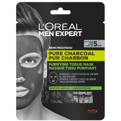 Afbeelding van L&#039;Oreal Men Expert Pure Charcoal Purifying Tissue Mask Textile For