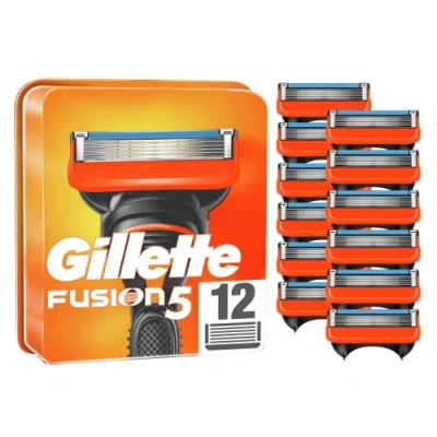 Afbeelding van Gillette Fusion5 Scheermesjes (12 Stuks) Voor Mannen, 5 Antifrictiemesjes Maximaal 20 Scheerbeurten Per Navulmesje, Navulmesjes, Past In Brievenbus