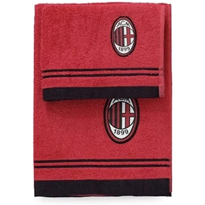Afbeelding van AC Milan 8907 020 2110 handdoek en gastendoekenset van badstof, 100% katoen, rood/zwart, 100 x 60 1 cm, 2 stuks