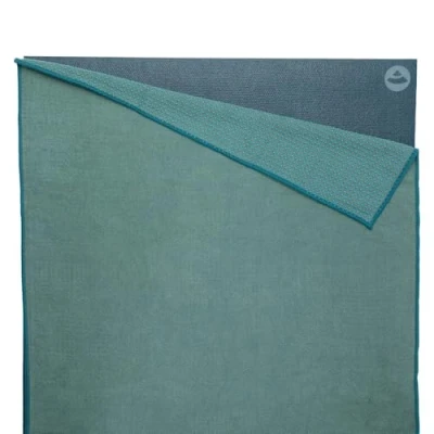 Afbeelding van Bodhi GRIP2 yoga Towel yogahanddoek met antislipnoppen microvezel antislip trainingshanddoek ideaal voor hot yogamatoplegger antibacterieel mineraal blauw