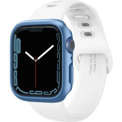 Afbeelding van Apple Watch 45 mm Hoes: Spigen Thin Fit Case Hardcase,Bumper,Backcover Blauw Kunststof Smart Covers