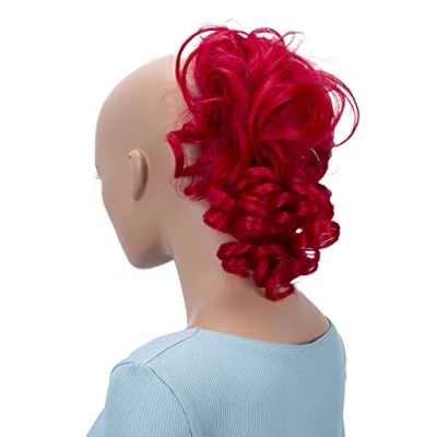 Afbeelding van CAISHA Haarstukje Scrunchy Updo Kapsels Bruidskapsels Volumineus Krullend Rommelig Knotje Rood G26L